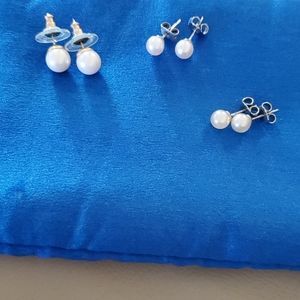 Three Pairs of Faux Pearl Earrings